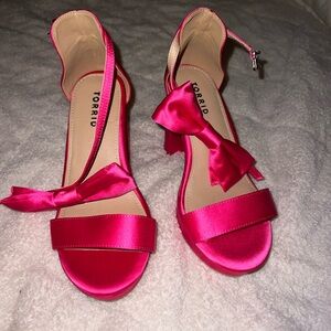 Torrid Fuchsia Satin Heels with Bow